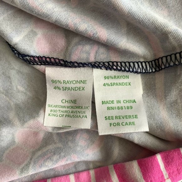 Lilly Pulitzer Shift Dress Short Ruffle Sleeves Blue Pink Tropical Print Size S - Picture 7 of 7